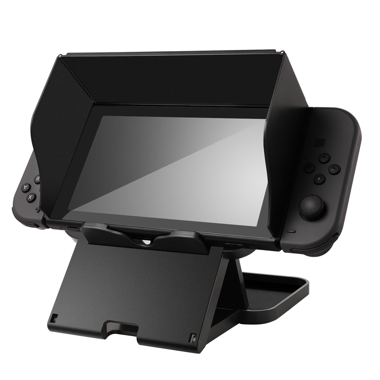 Adjustable Stand for Nintendo Switch, Yocktec Compact PlayStand Sunscreen Stand with 4 level Angle Settings and Shade Cover, Foldable Multi Angle Stand Bracket Holder for Nintendo Switch-Black