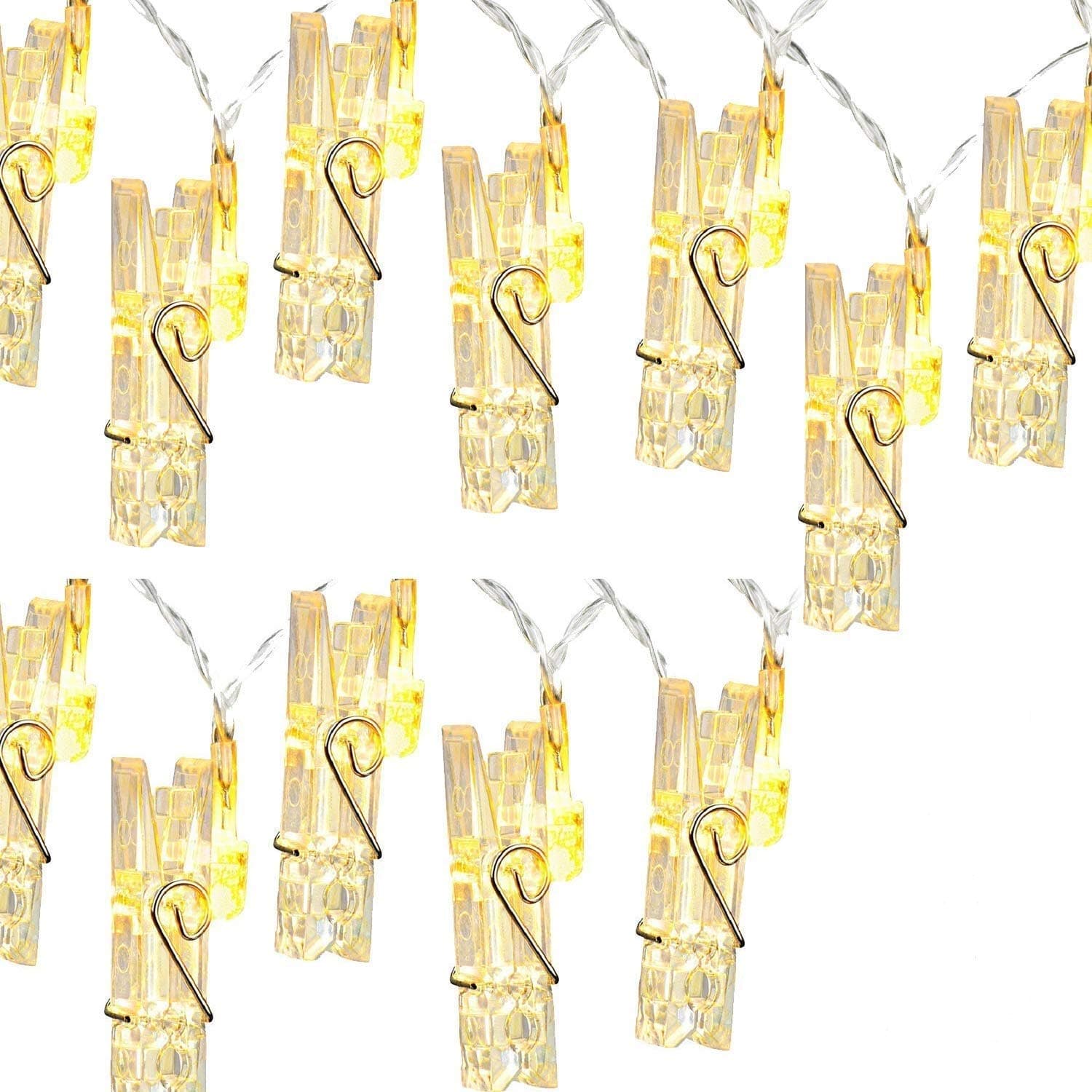 syehe 40 LED Photo Clip String Lights，Battery Powered，String Lights Indoor/Outdoor Decorate- Hanging Photo, Notes, Artwork (Warm White)