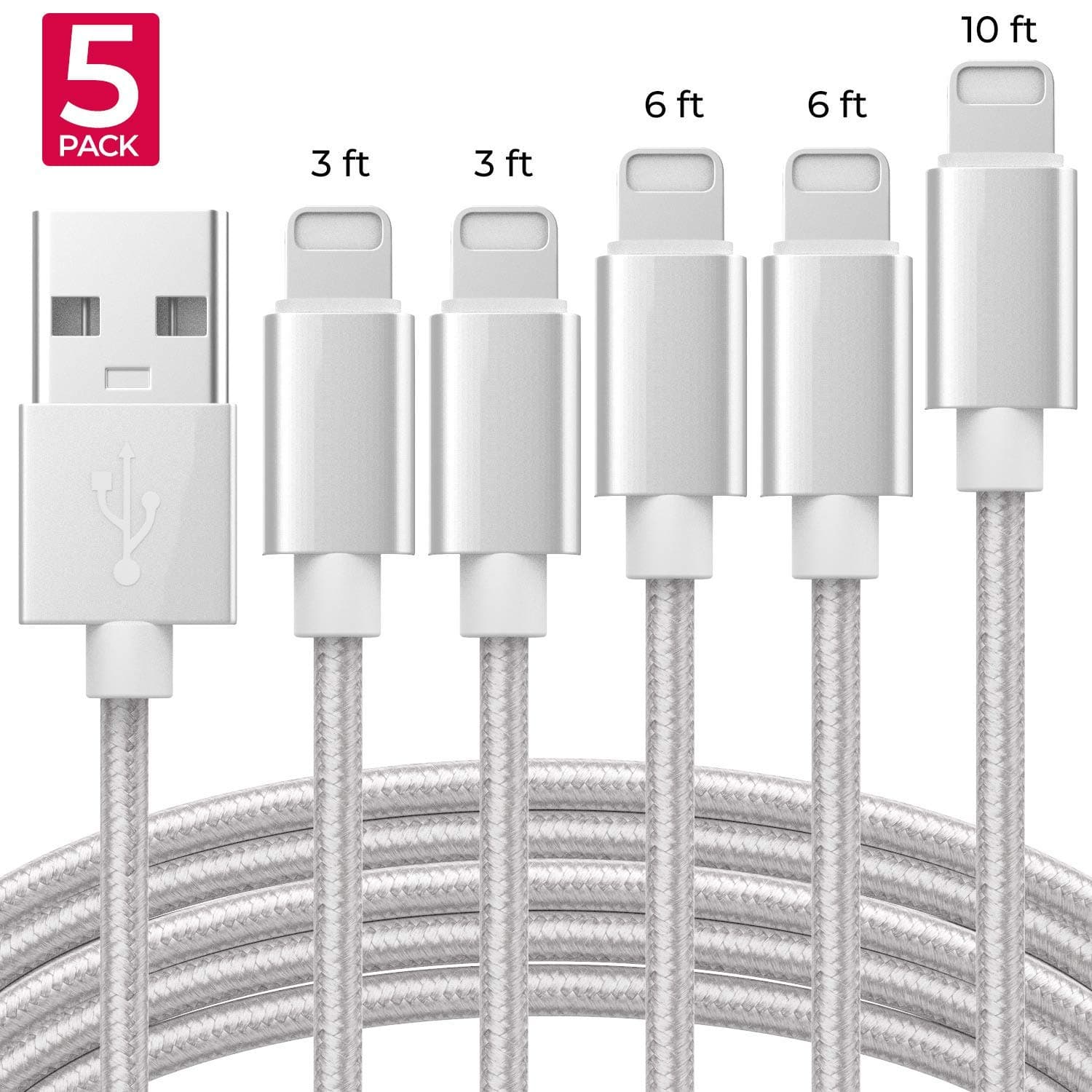 5 Pack Charging Cable Fast Charger
