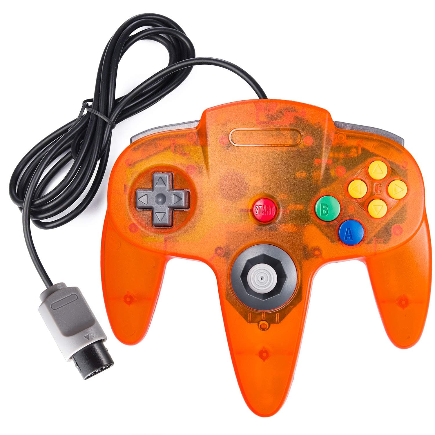 suily Classic Controller Wired Game Controller Retro Joystick for N64 Console N64 Gamepad(Clear Orange)
