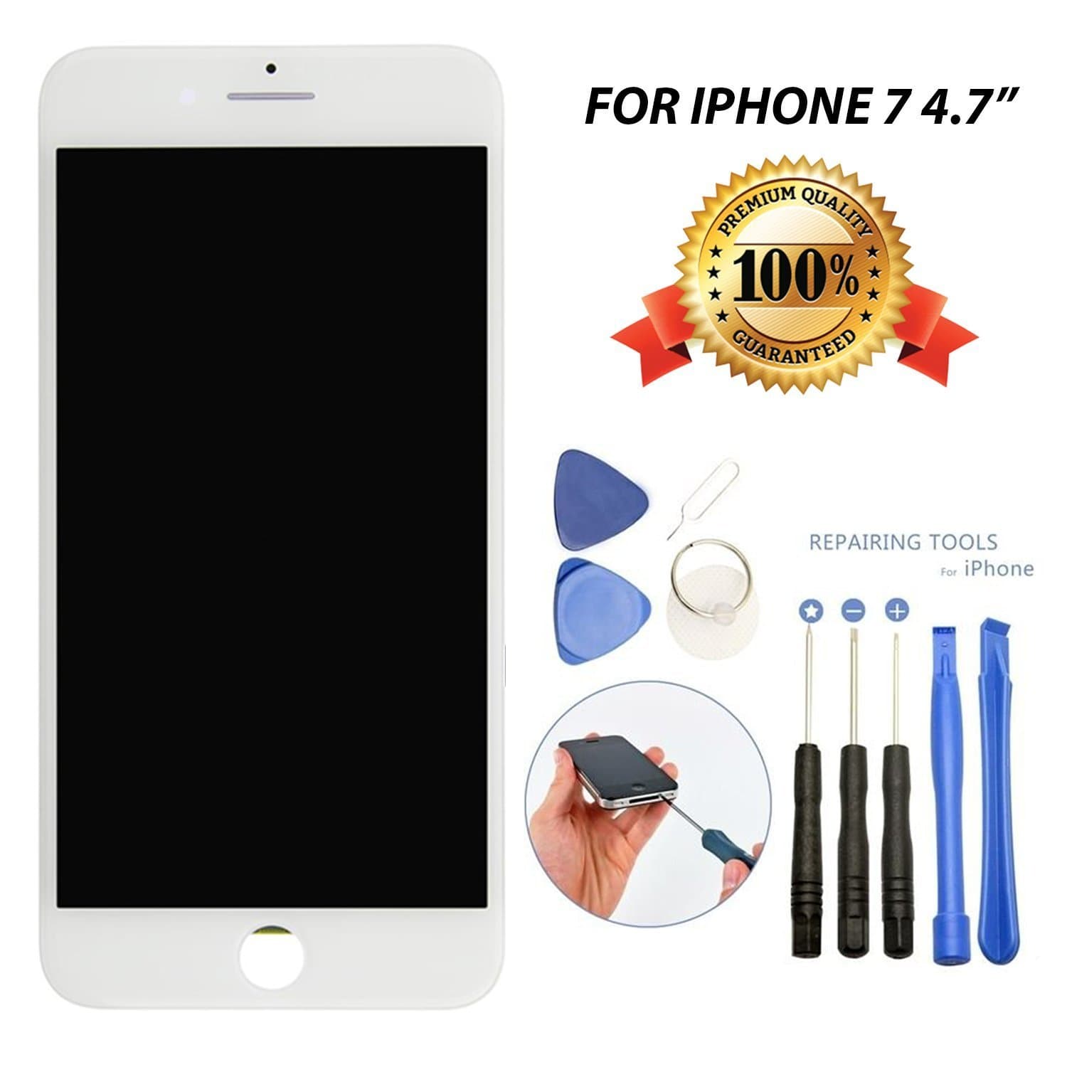 Phone 7 Screen Replacement Lcd Touch Screen Digitizer for iPhone 7 4.7 inch with Tools and Professional Screen Protector Replace Cracked, Broken, Dead Pixels ,Easy to Install (White)