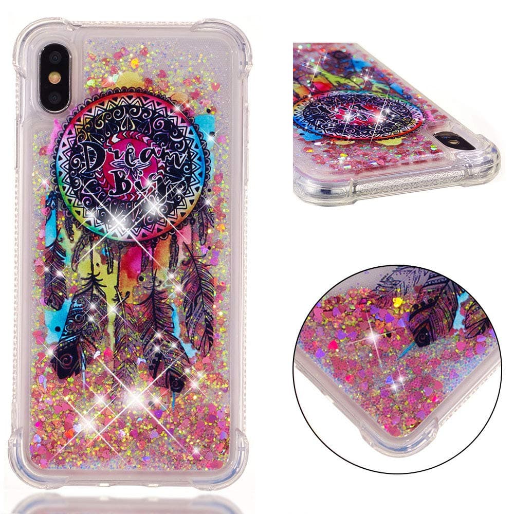 YMHML Glitter Case Compatible with iPhone Xs MAX (2018 Release) 【6.5 Inch】 Luxury Fashion Bling Flowing Liquid Floating Sparkle Glitter Cover Print Unicorn Cute Cartoon TPU Bumper Case (Colorful)