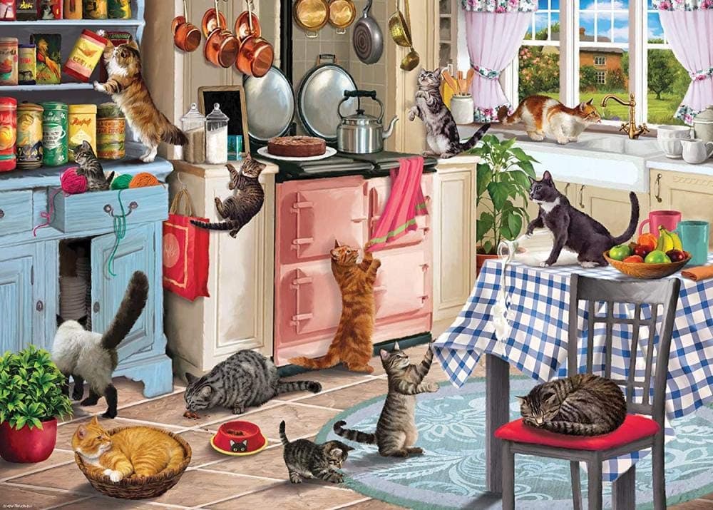 QBTE 1000 Piece Rectangular Jigsaw - Cats In The Kitchen