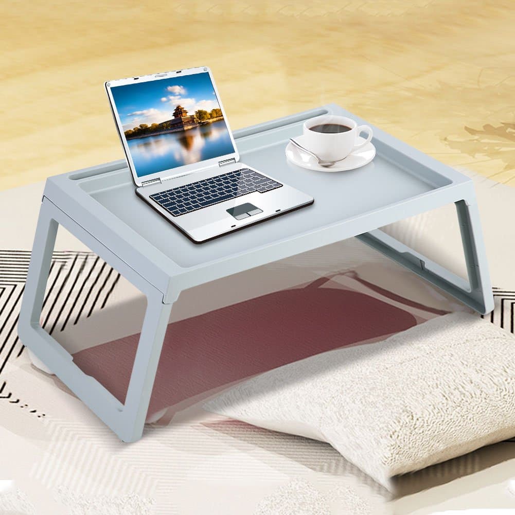 Nannday Foldable Computer Desk, Portable Bed Table, Breakfast Serving Tray, Laptop Holder for Eating Reading Working Gaming, Home Office Use(Blue)