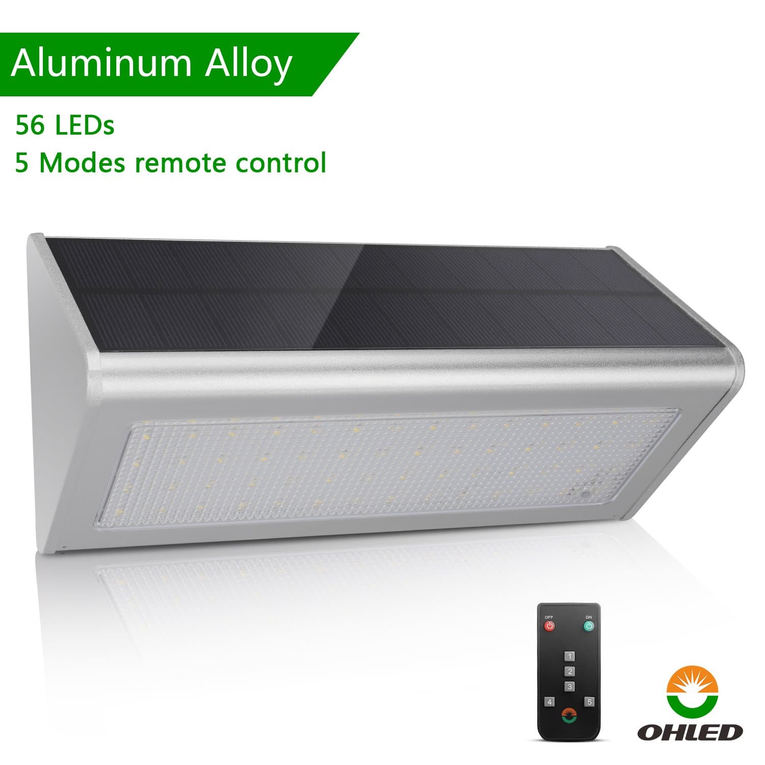 Solar Light Super Bright 56LED, 5 Modes Switch with Remote Control, Wireless Waterproof Security Motion Sensor Outdoor Light for Yard, Patio, Fence, Driveway(2018 New Version)(Bright White)