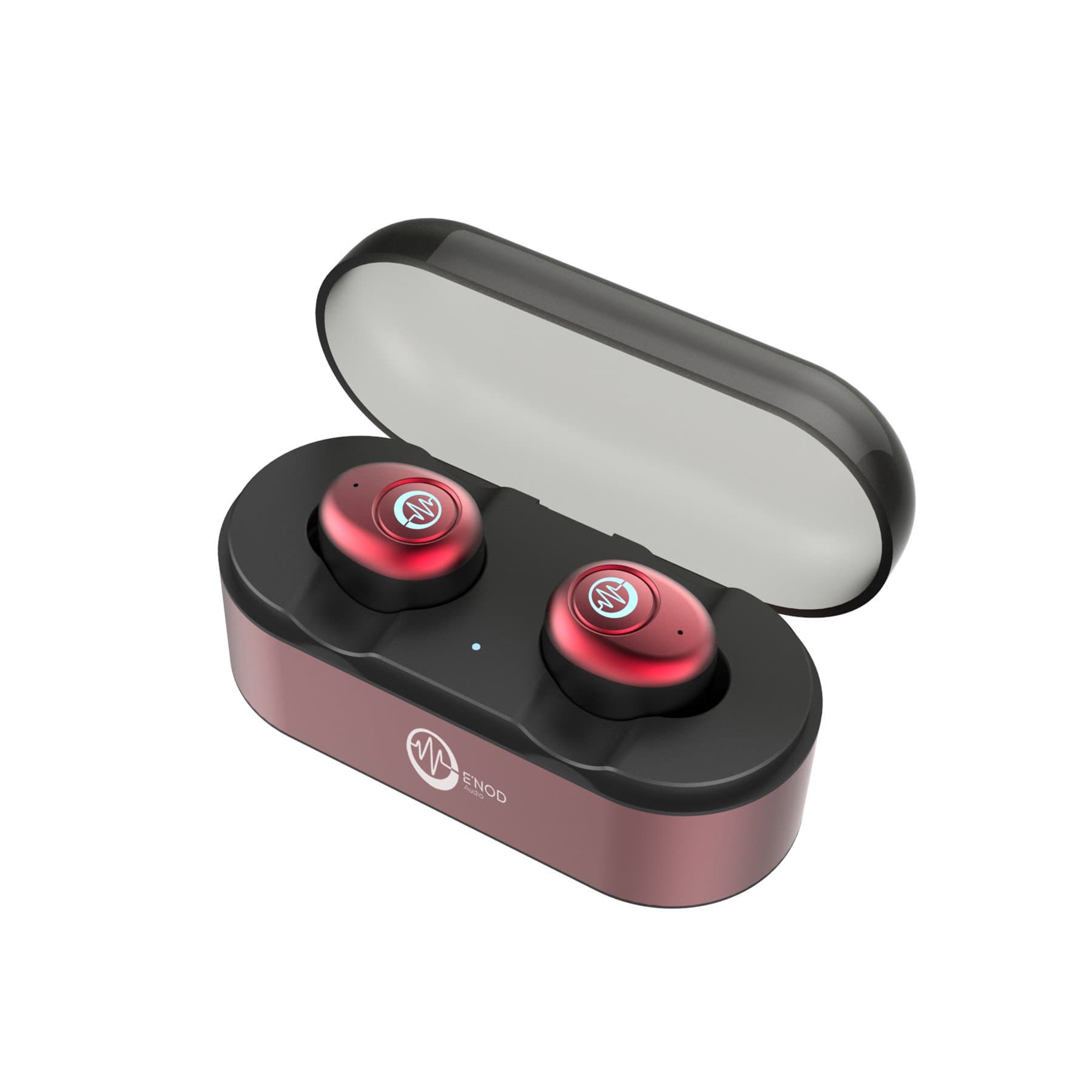 Bluetooth Wireless Earbuds, ENOD Mini Ring True Wireless Hi-Fi Stereo Bluetooth Headphones V4.2, Cordless Earphones, IPX4 Sweatproof in-Ear Headsets with Mic and Portable Charging Box (Red)