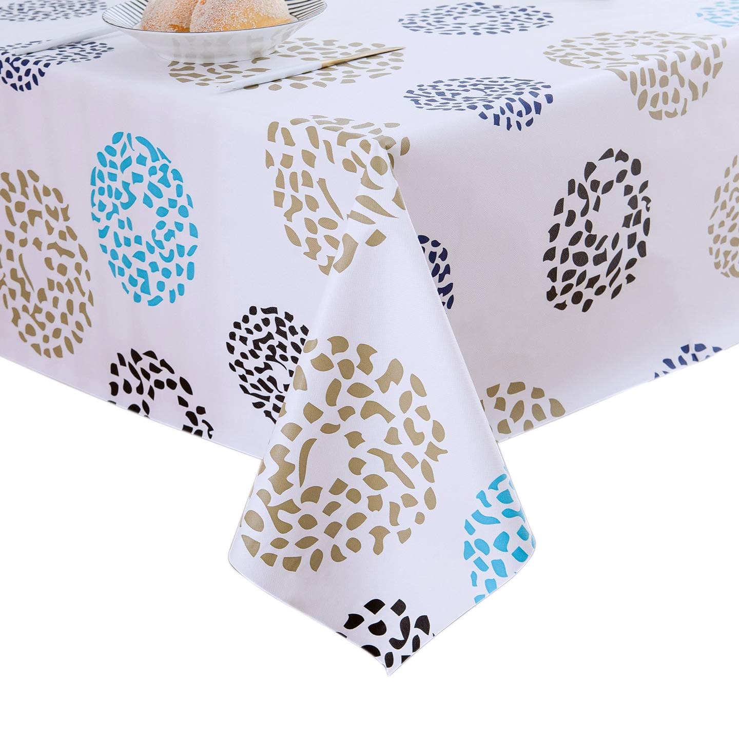 Lavin Vinyl Tablecloth Rectangular, Plastic Water Resistant Table Covers, PVC Wipe Clean Oilcloth Table Cloth (55 x 108 Inch, Polka Dot)