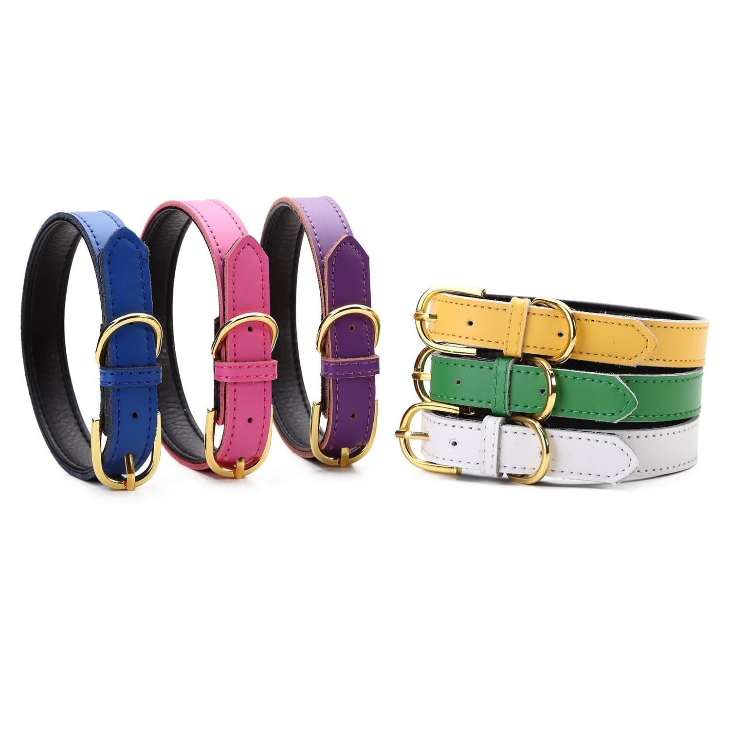 PetweenPetween Basic Classic Padded Leather Pet Collars for Cats Puppy Small Medium Dogs