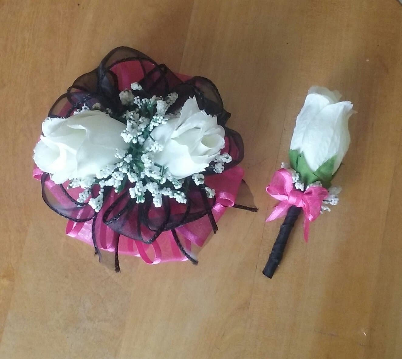 Custom Made Keepsake Wrist Corsage and Boutineer Set