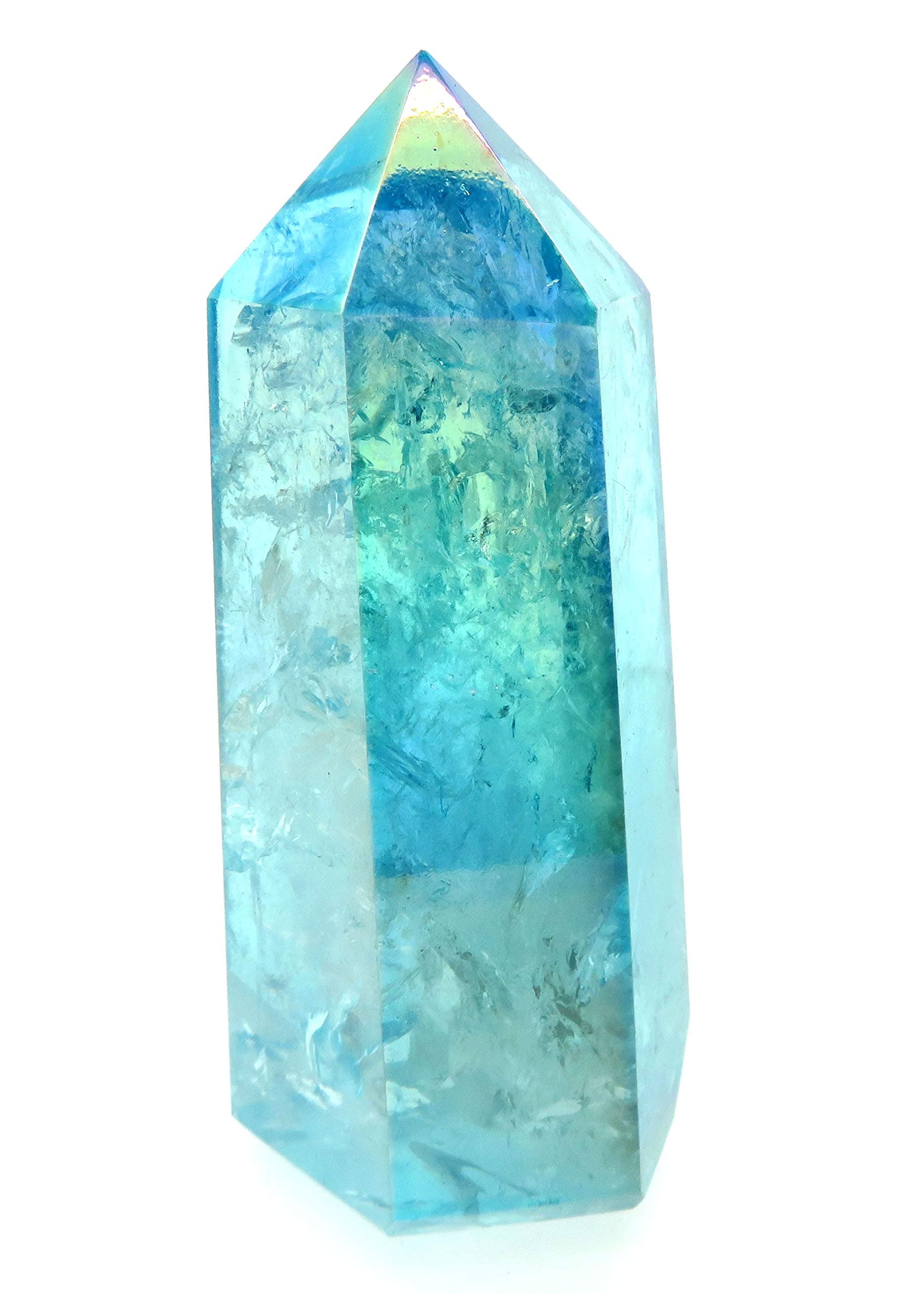 Aqua Aura Quartz Gemstone Tower