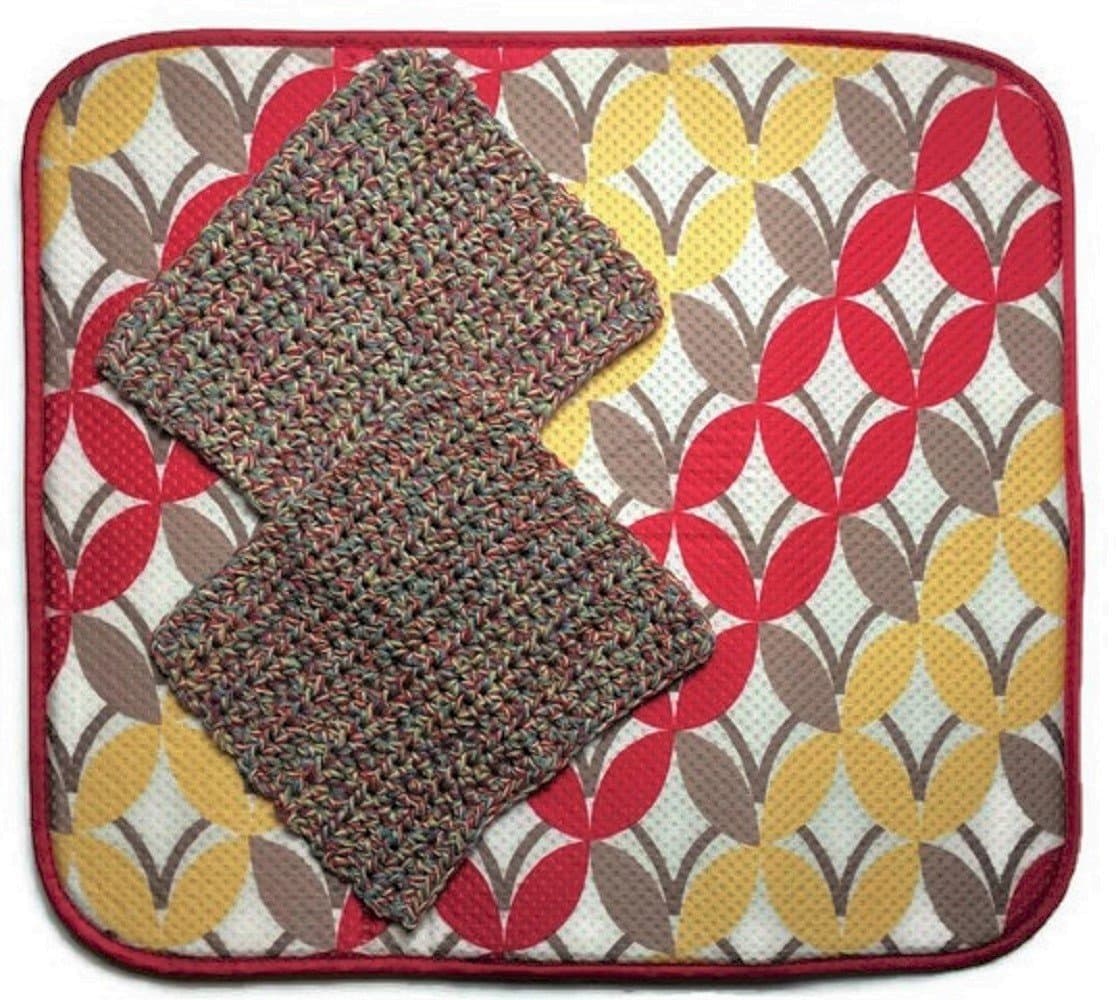 The Original Dish Drying Mat Microfiber Absorbent Reversible Machine Washable with Eco-Friendly Hand-Made Cotton Dish Cloths