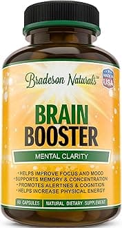 Bradeson Naturals. Supports Mental Clarity. Improves Memory & Focus. Increases Level of Concentration, Cognition & Alertness. Non GMO, Gluten Free
