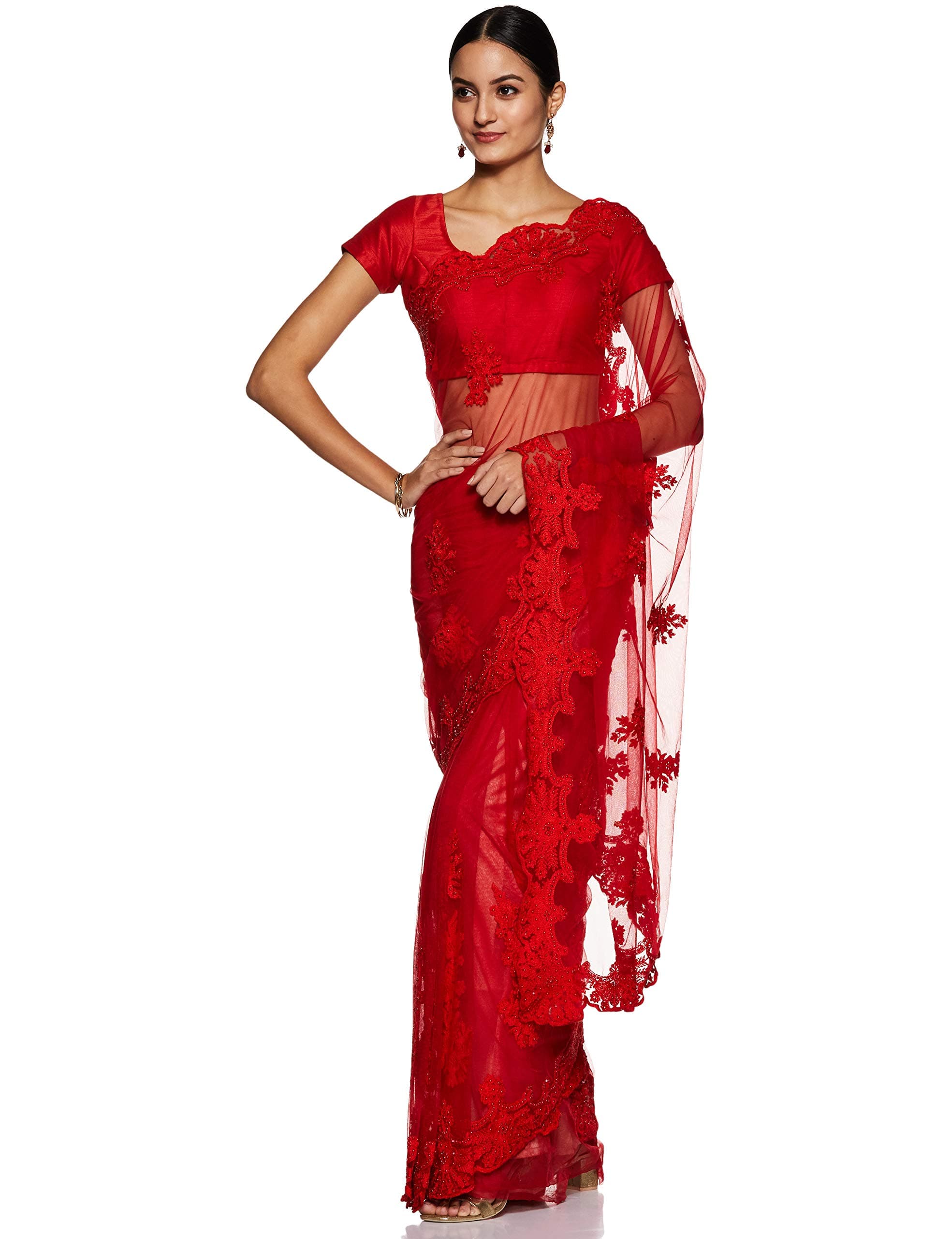 net with Blouse Piece Saree