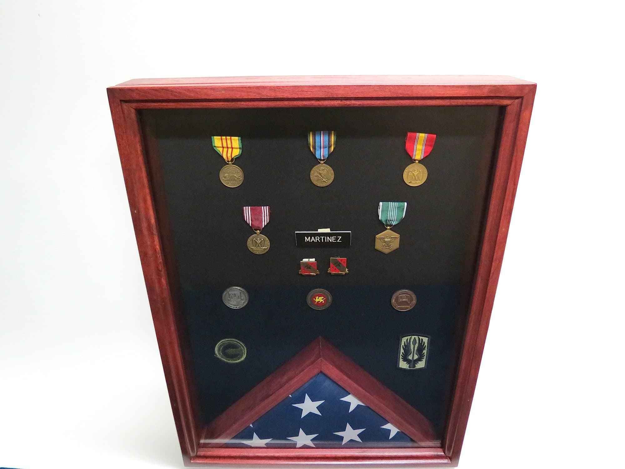 Military (3x5) Flag Case Shadow Box Combo (Solid Cherry Wood)