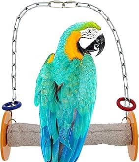 Roll Bird Swing - Perch Bird Toys Trims Nails and Beaks, Safe and Non-Toxic Bird Cage Accessories for Small and Large Birds, Swinging Toys Birds Will Love, XL 11 Inches