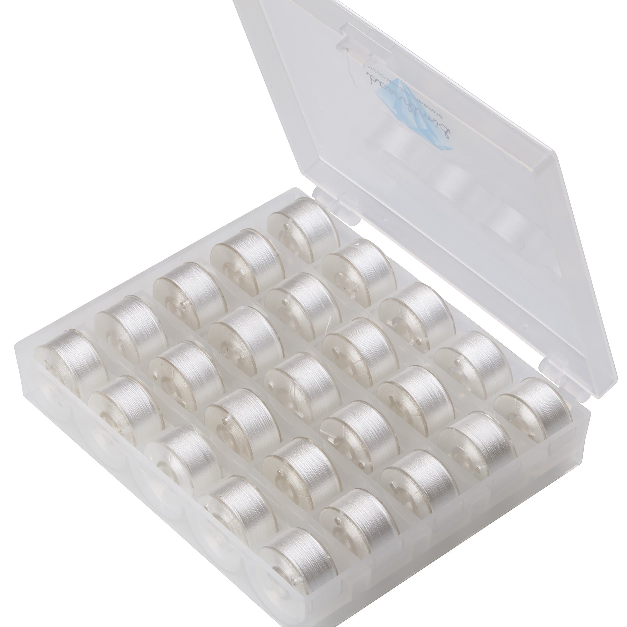 Simthreads 60WT (75D/2) Embroidery Prewound Bobbins Thread, Type A, 25pcs/box (White)