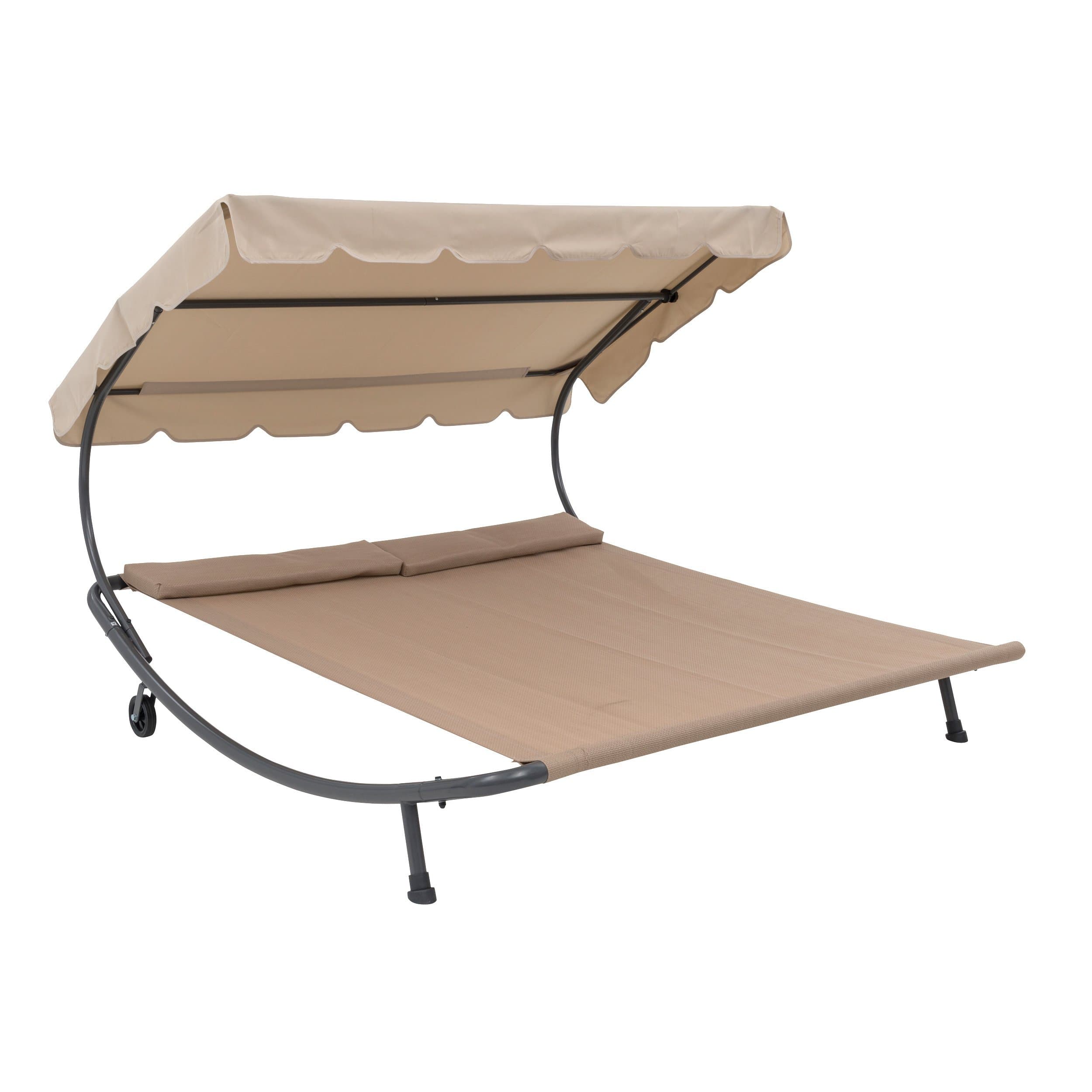 TrueShade Plus Hammock Standing Double Hammock with Adjustable Angle Top, Wheels and Padded Headrest (6'5" x 6'5")