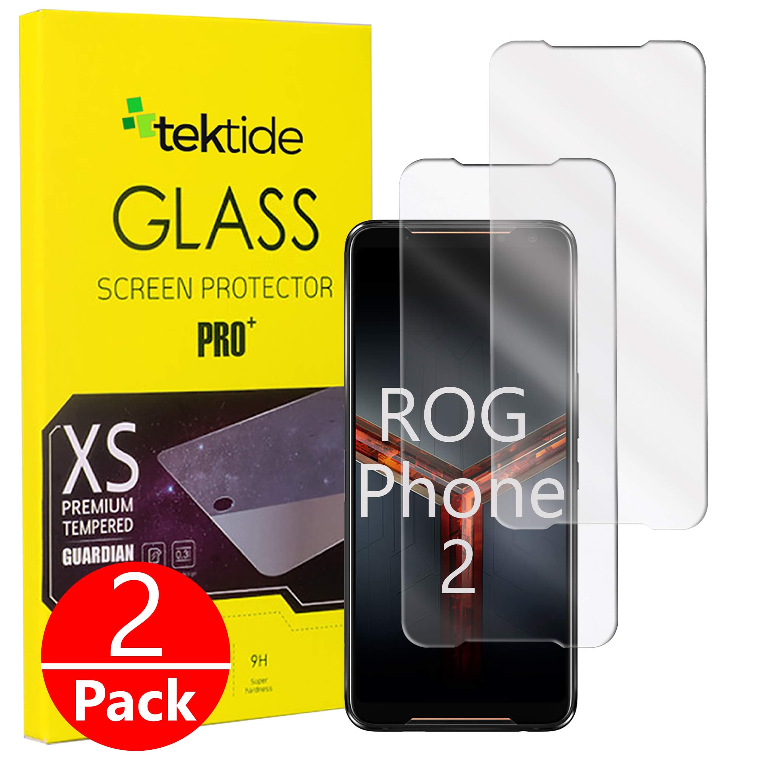 Tektide Screen Protector Compatible for ROG Phone 2, Drop-protection Shatter-proof Safety Laminated Tempered Glass Screen Protectors/Display Shields [2 Pack]