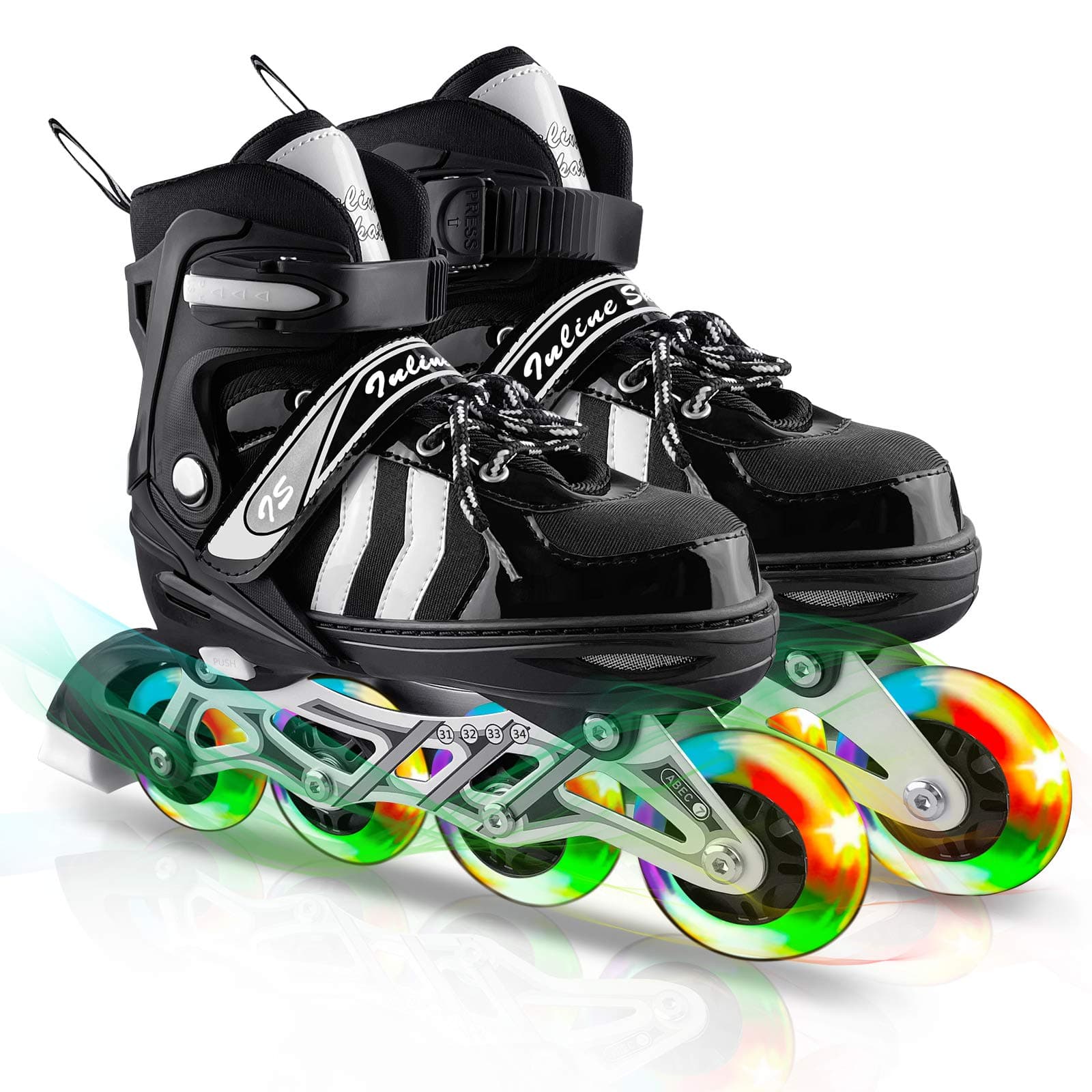 ANVAVA Adjustable Inline Skates with Light up Wheels, Fun Roller Blades for Kids, Beginner Illuminating Roller Skates for Girls, Boys and Children