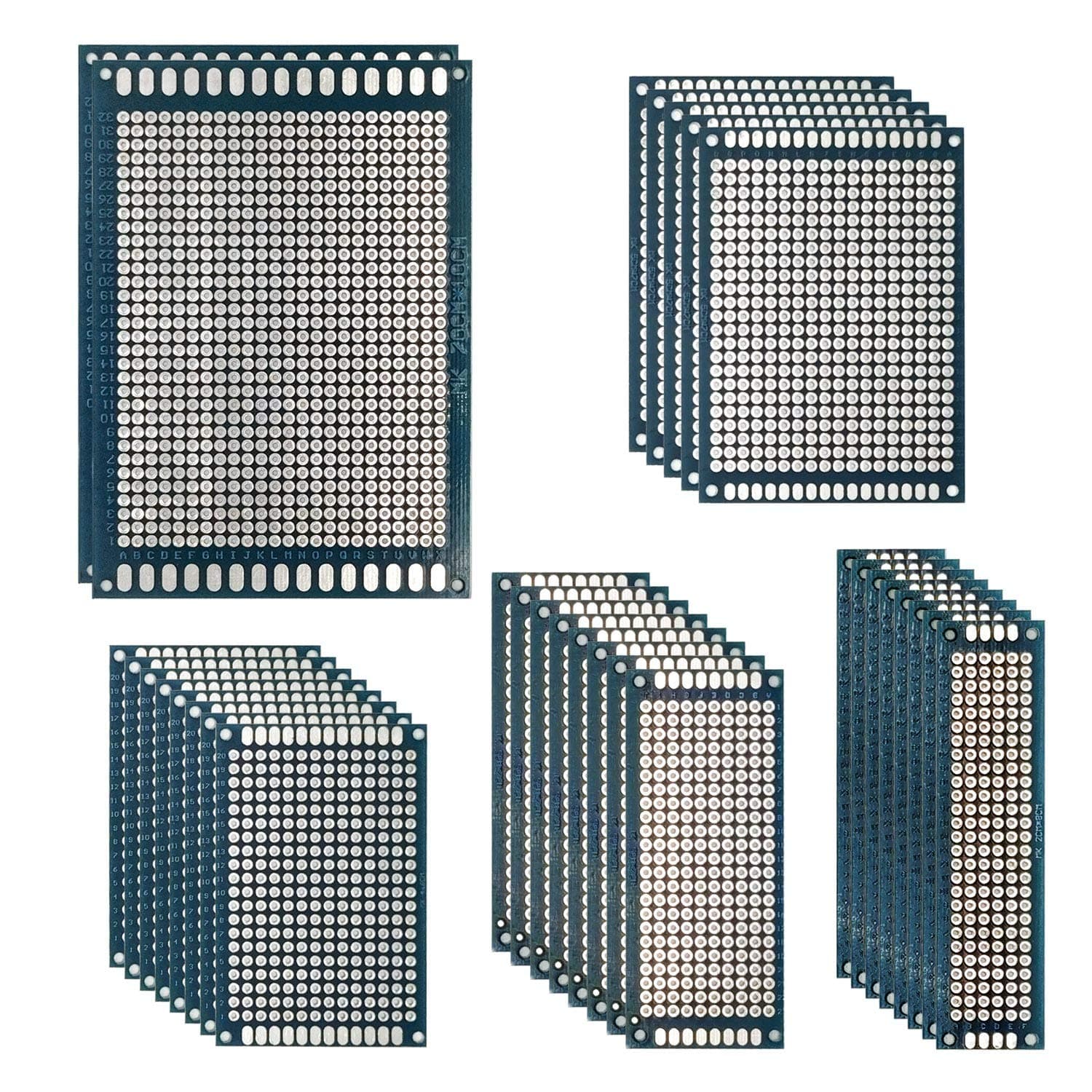ZIIDOO 31 Pcs Double Sided PCB Board Prototype Kit with 5 Sizes Compatible for DIY Soldering and Electronic Project