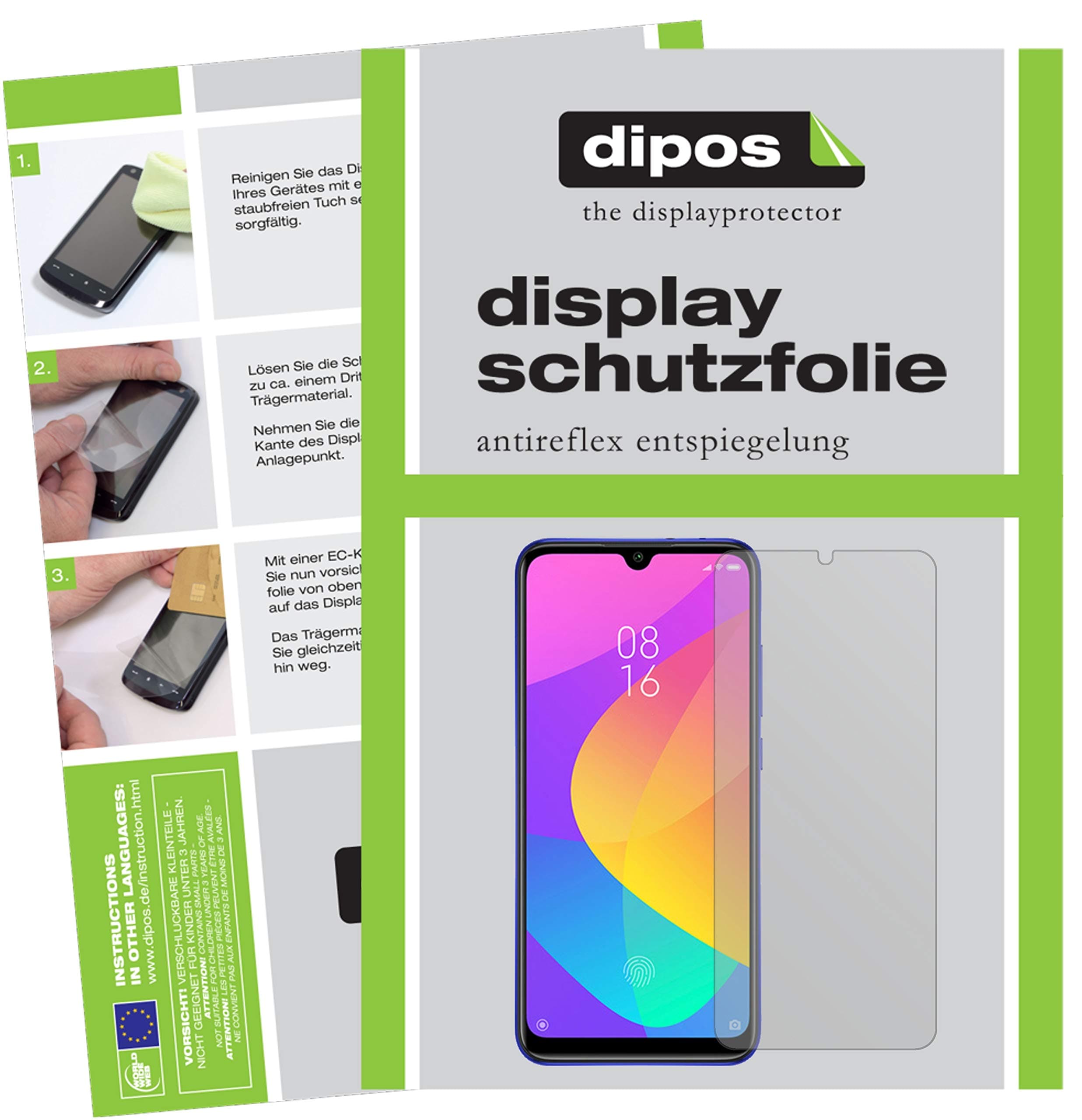 dipos I 4x Screen Protector matte compatible with Xiaomi Mi A3 Protection Films (2x front + 2x back)