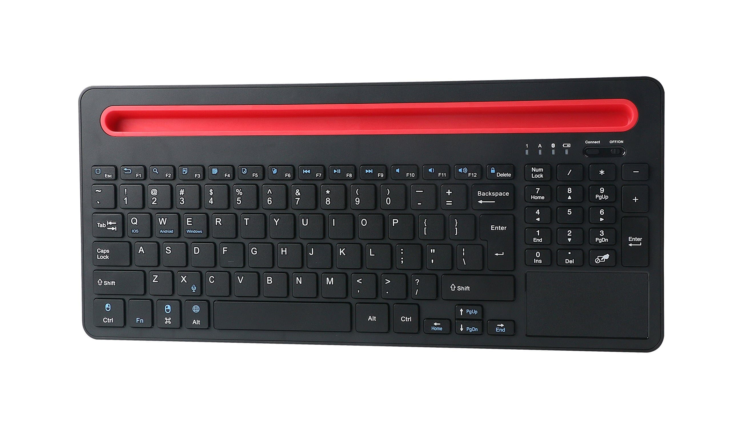 Keywin U-Groove Multi Wireless Bluetooth with Touchpad Keyboard, Double Channel Design Full Function Keyboard, BT 3.0 ,Universal for Ipad Air Mini,Mac,Laptop,Ipad and Tablets PC Multi-Device (Black)