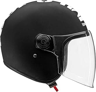 Royal Enfield Open Face MLG Helmet with Clear Visor Matt Black & White, Size: XL(61-62cm)