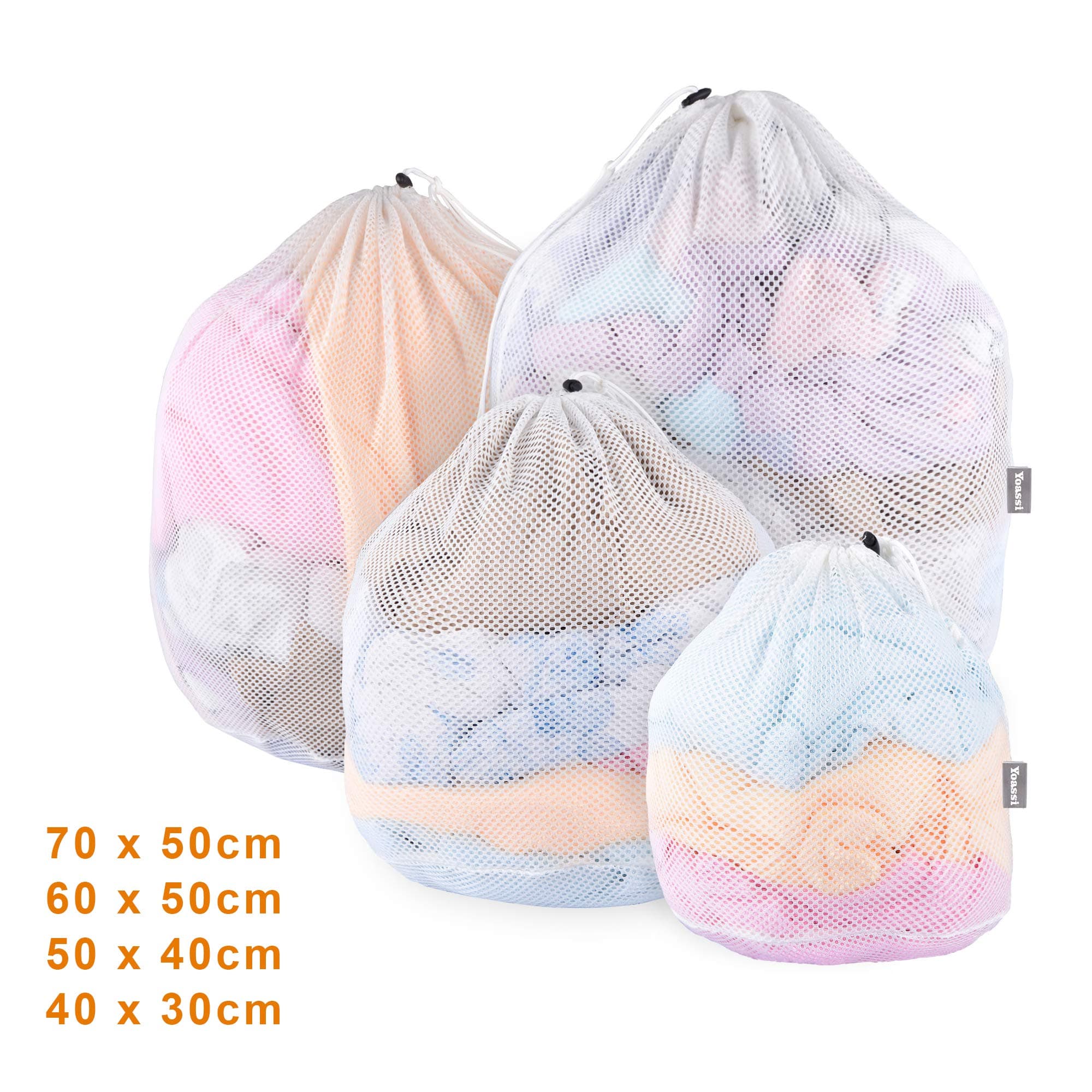 Yoassi Update 4 Sizes Agent Mesh Laundry Bag for Babies No Fluorescent Drawstring Laundry Bags for Washing Machine, Laundry Wash Net Bags for Travel, Delicates, Underwear, Socks, Bra, Toy Storage