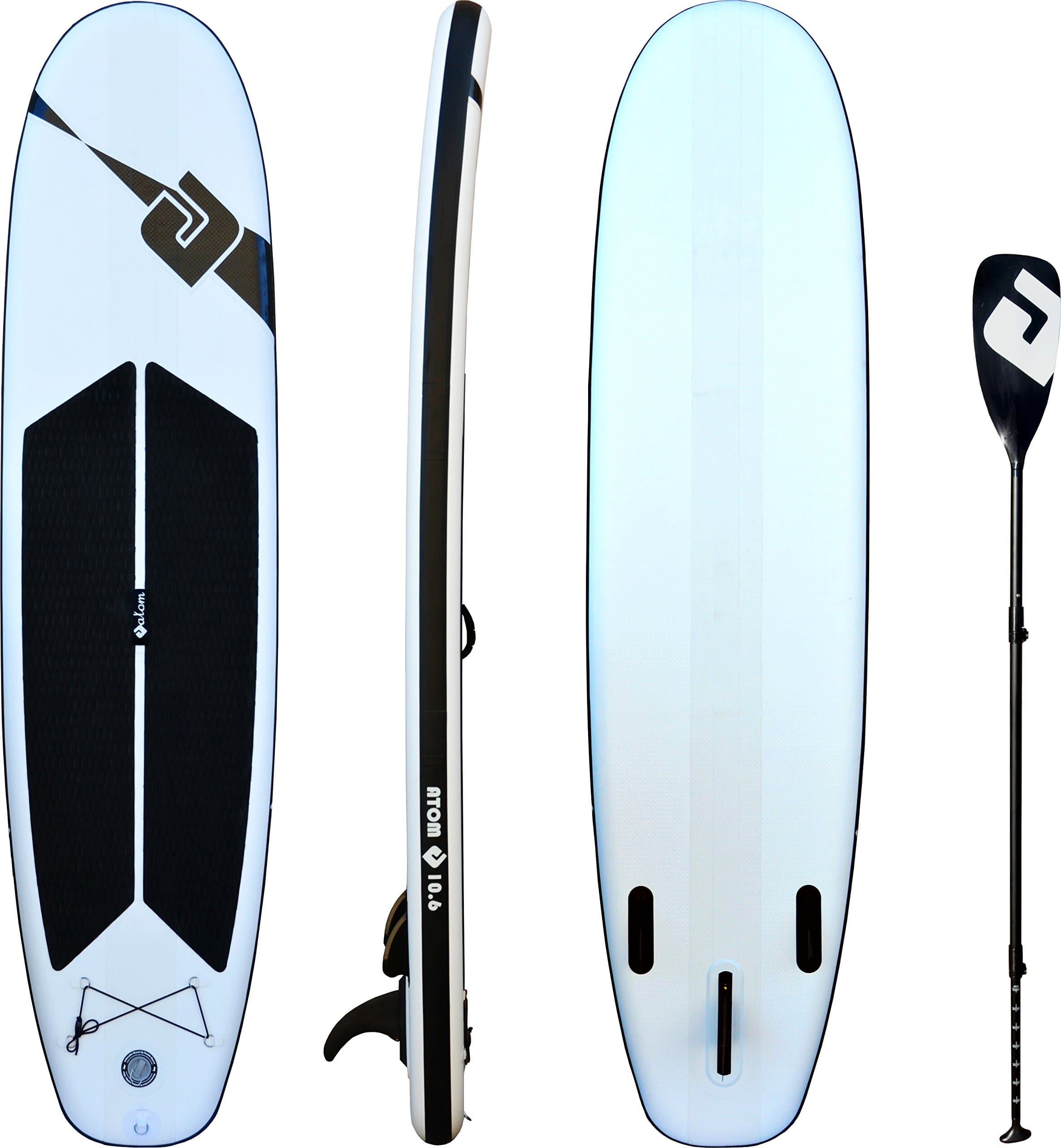 Atom Surf Atom Inflatable Stand Up Paddle Board (SUP) Package - 10'6" x 30" x 6", White