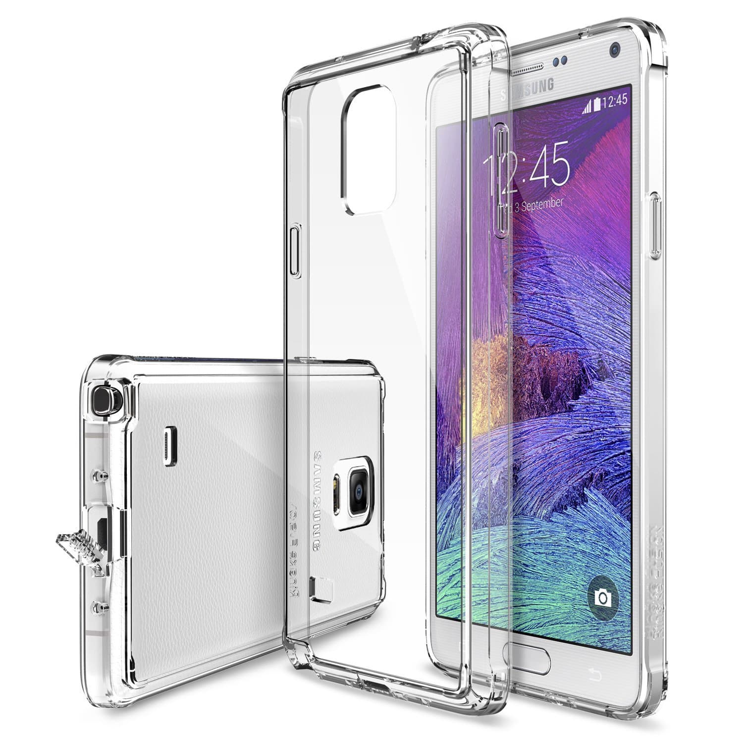 Ringke Fusion Compatible with Galaxy Note 4 Case [Dust Cap & Drop Protection] Premium Clear Back Shock Absorption Bumper Hard Case with HD Screen Film for Samsung Galaxy Note 4 - Clear