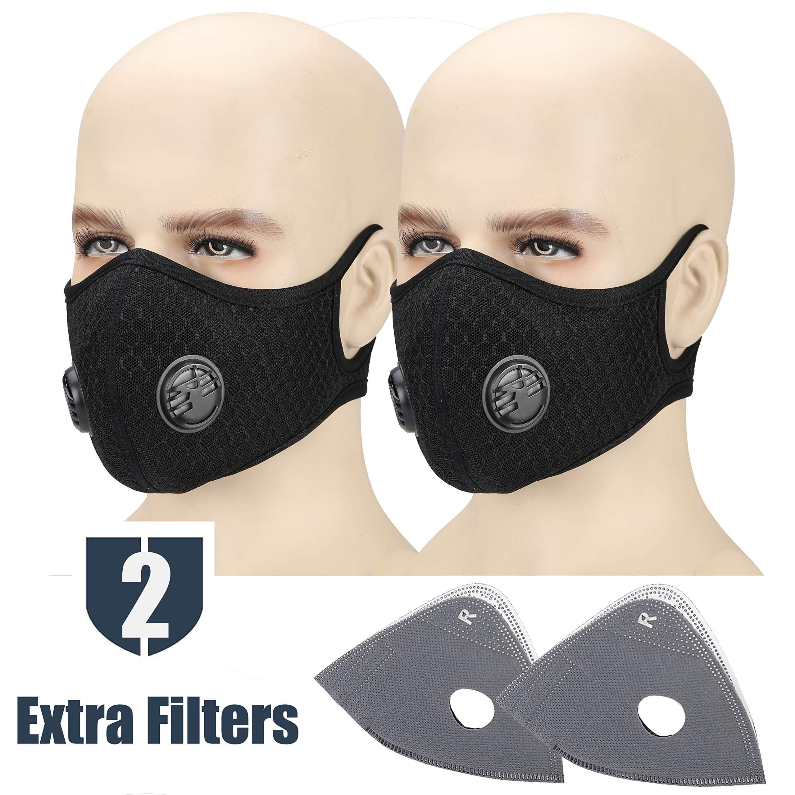 MoHo Dust Filters, Upgrade Version Activated Carbon Dustproof Filter Windproof Foggy Haze Anti-Dust Filter Motorcycle Bicycle Cycling Ski Half Face Filter for Outdoor Activities (Scarlet+Atrous)