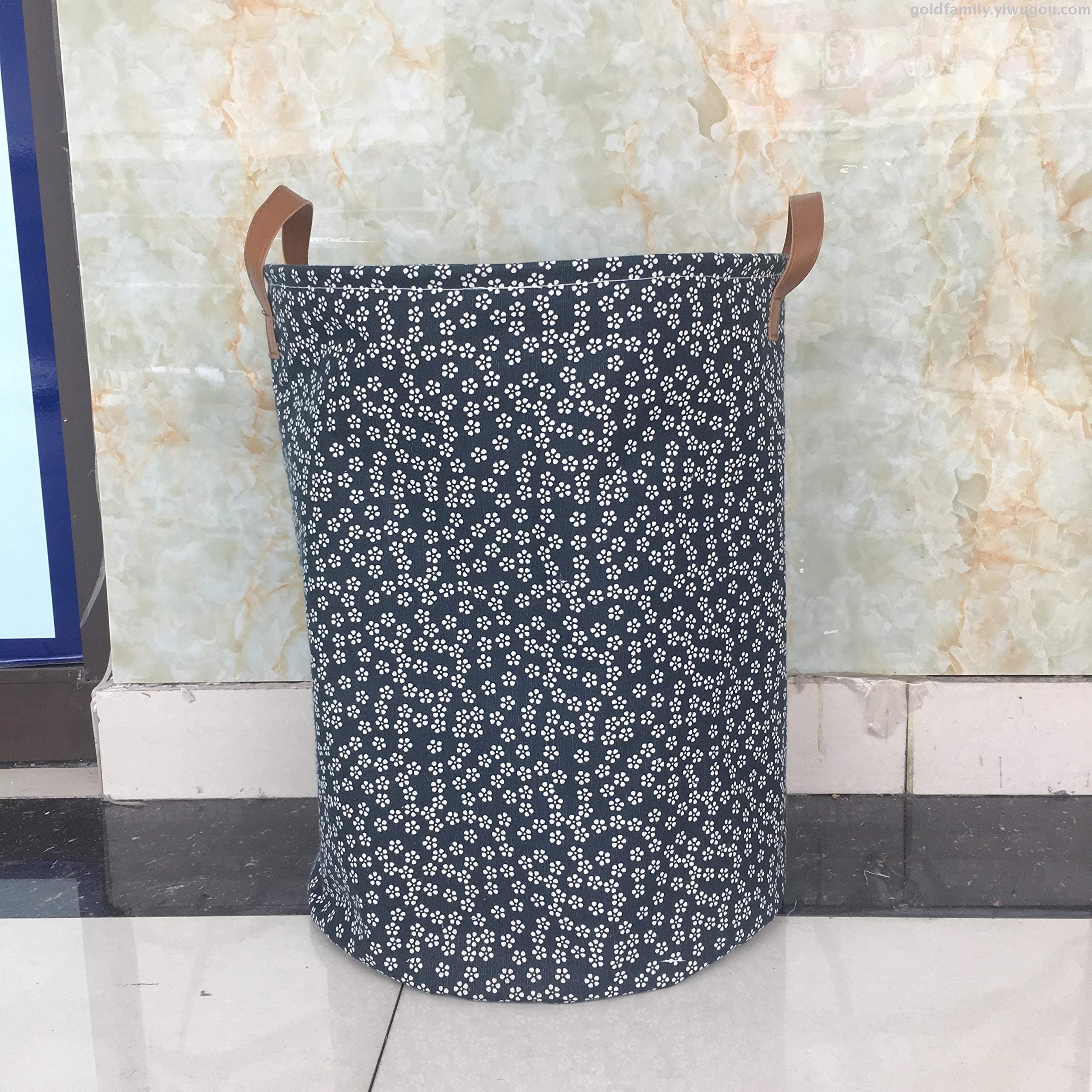 MeRaYo Multi Purpose Large Foldable 45 Litre European Pattern Drawstring Closure Laundry Hamper Bag/Storage Basket with Lid for Clothes and Toys