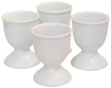 White Porcelain Egg Cup Set of 4, for Hard & Soft Boiled Eggs or Snacks (4)