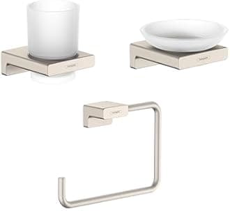 AddStoris Accessory Kit with Soap Dish, Tumbler, and Towel Ring in Brushed Nickel