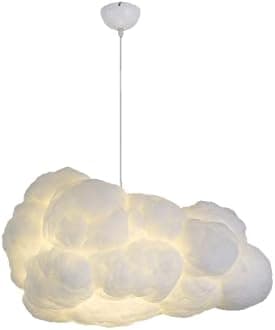 Funteam Modern Floating White Cloud Pendant Hanging Light Nordic Cotton Ceiling Light Fixture Girls Children's Living Room Bedroom Hotel Lobby Restaurant Clothing Store Chandelier (19.7Inch)