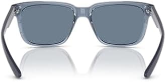 Armani Exchange 112639007 Injected Square Shape Sunglasses for Men, 56 mm Size, Shiny Transparent Blue