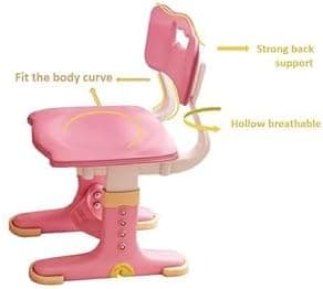 Children Learning Desk and Chair Set Pink Desk Set Height Adjustable with Drawers and Storage Compartments Curved Desktop Cartoon Learning Desks and Chairs Reading/Learning/Writing for Girls (Pink B)