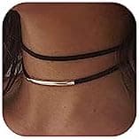 Brown Suede Choker Necklace Boho Layered Necklaces for Women Coin Pendant Long Necklaces Jewelry for Girls, Suede, other