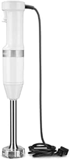 KitchenAid KHBV83WH Variable Speed Corded Hand Blender with Accessories, White