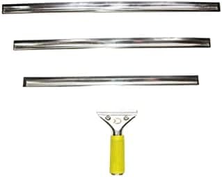 DOCAZOO Telescopic Pole for Cleaning - Window Cleaning Kit, Ceiling Cleaning, Feather Duster, Snow Removal, Window Squeegee, High Reach Indoor & Outdoor Kit - (16" 18" 20" Squeegee Blades)