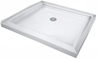 DreamLine 32 in. D x 32 in. W x 76 3/4 in. H Center Drain Acrylic Shower Base and QWALL-5 Backwall Kit In White, DL-6195C-01