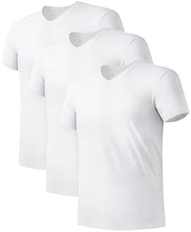 David Archy Men's 3 Pack Micro Modal Underwear Soft Comfy V-Neck Undershirts (XL, White)