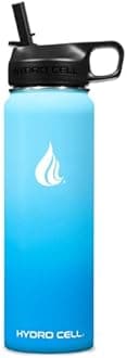 HYDRO CELL Stainless Steel Insulated Water Bottle with Straw - For Cold & Hot Drinks - Metal Vacuum Flask with Screw Cap and Modern Leakproof Sport Thermos for Adults (Sky/Blue 24oz)