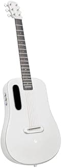 LAVA ME AIR Portable Carbon Fiber Electric-Acoustic Guitar. Travel Guitar for Beginners with Onboard Effects and Magnetic Pickup. Silver