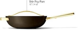 Caraway Non-Stick Stir Fry Pan - 12” Wok-Inspired Pan - Free From Forever Chemicals - High-Sloped Walls - Stainless Steel Handles - Black