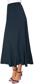 Urban CoCo Women's Vintage Elastic Waist A-Line Long Maxi Skirt
