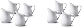 WM Bartleet & Sons 1750 TSET21 Set of 4 Porcelain Traditional Bellied Creamer Jug White, 20 milliliters (Pack of 2)