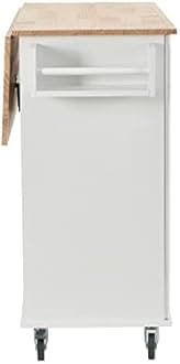 LUMISOL 52.7" Kitchen Island Cart on Wheels, Rolling Kitchen Island with Drop Leaf, White