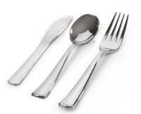 150 Sets Reflections Like Silver Plastic Silverware, Cutlery Combo of 450 Pieces Includes 150 Forks, 150 Knives, 150 Spoons