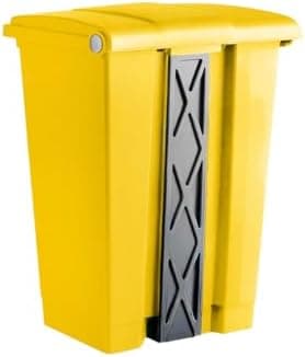 Zedfire Plastic Garbage Bin with Foot Pedal, Hands-Free Garbage Can, Yellow, 18 Gallon Rectangular Step-On Commercial Trash Can for Restaurant/Office/Kitchen